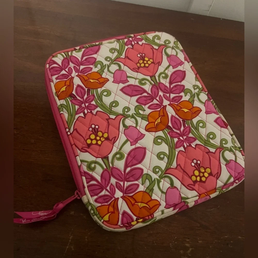 Vera Bradley Pink and Green Floral Quilted Pouch